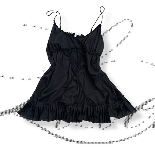 kookai balletcore dreamy black embroidery lace frill hem camisole