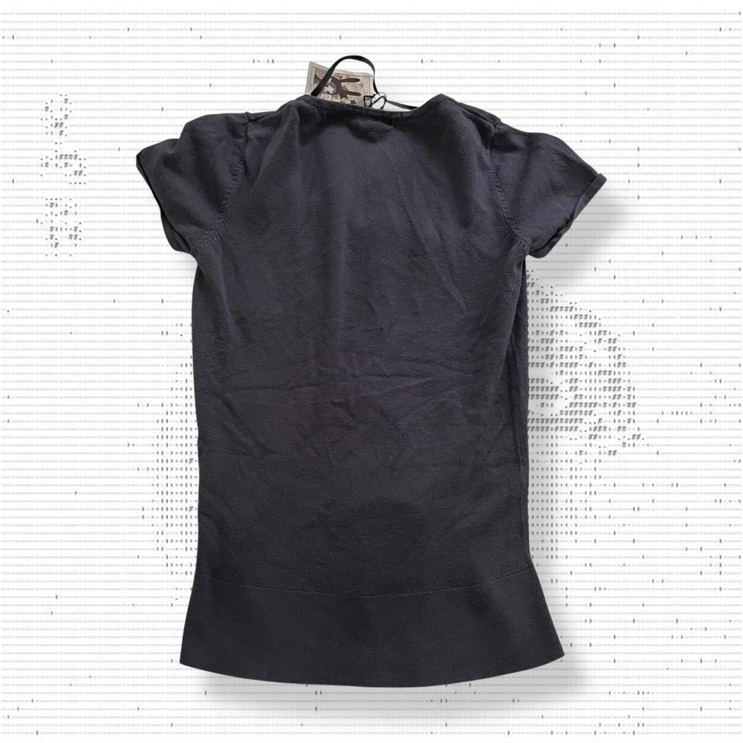 vero moda navy puff sleeve wide collar low cut knit top