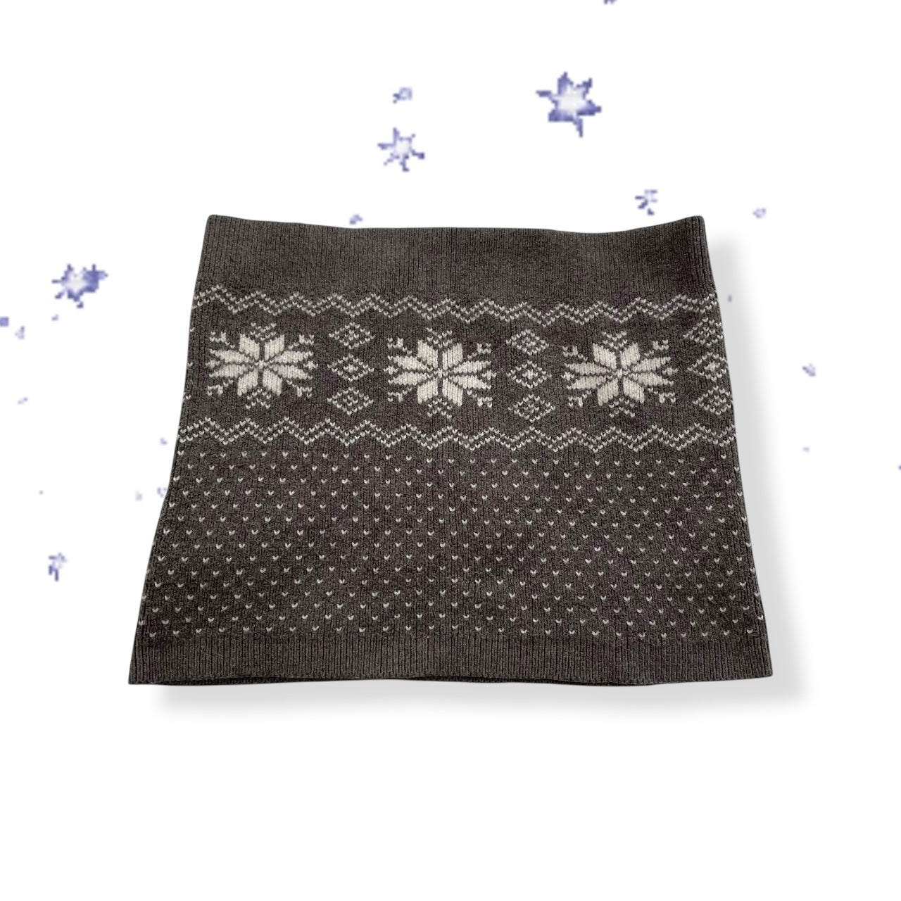 vintage 00s uniqlo grey snowflake print knit bandaeu