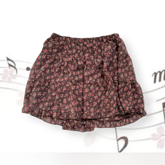 coquette cleo de sol brown fairy mori kei floral print skirt