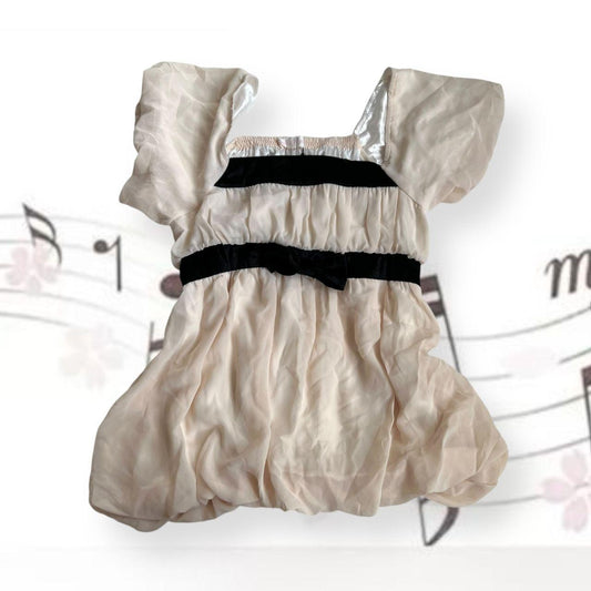 coquette ivory beige prime pattern ruched layered babydoll blouse