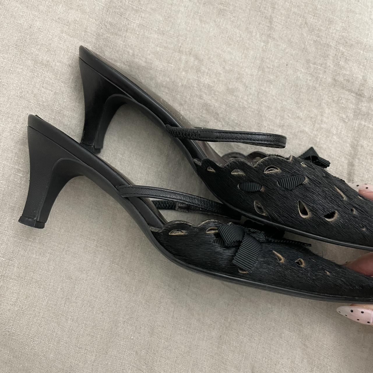 ginza kanematsu black pony hair pointed court shoes