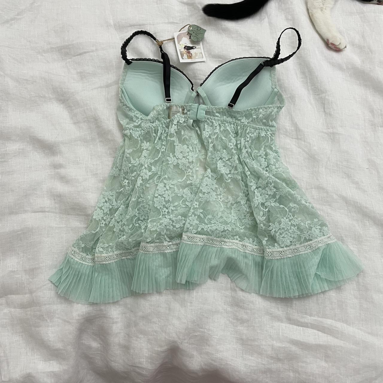 cinema etoile sheer mint green bustier corset babydoll camisole