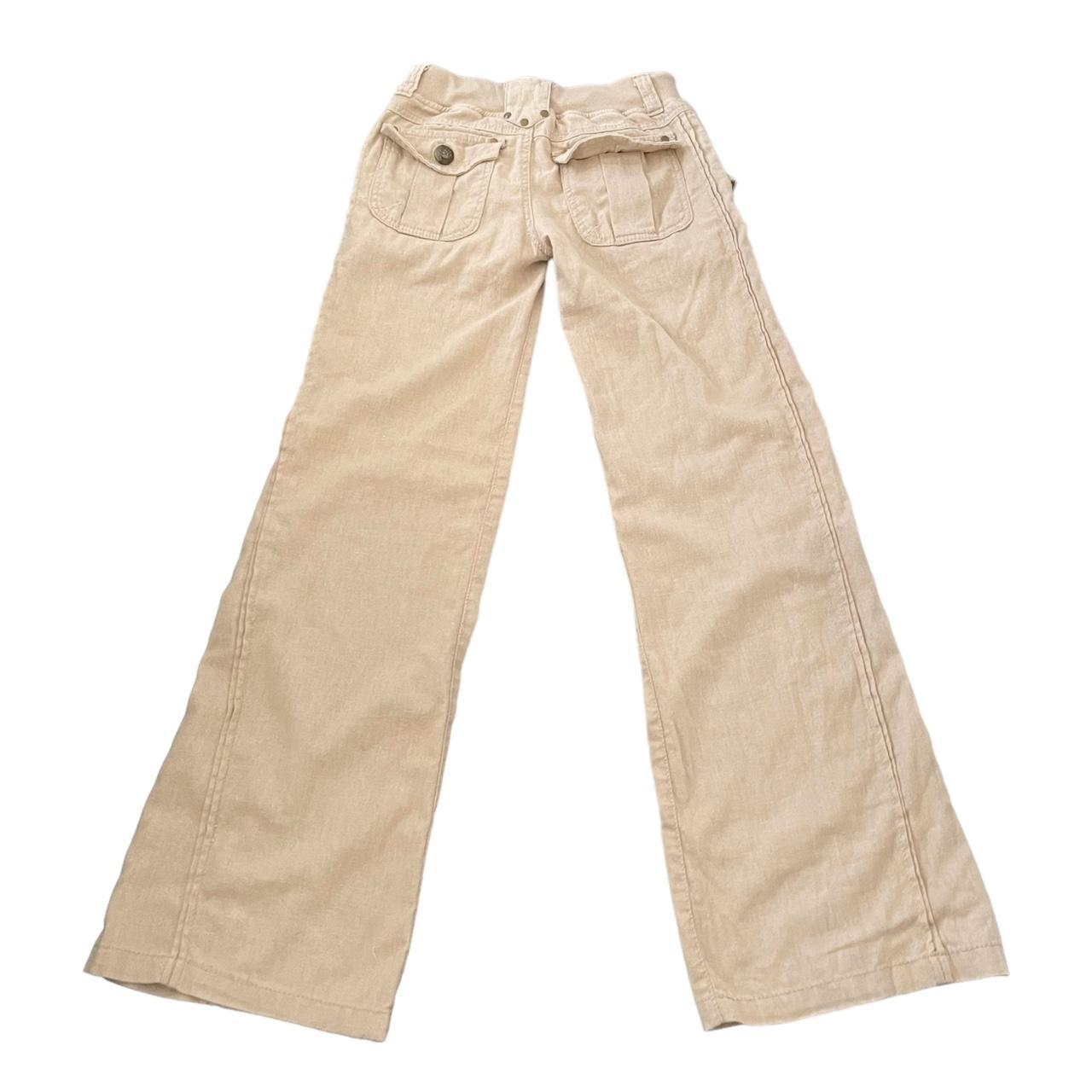 cecil mcbee beige linen hemp blend low rise wide leg cargo trousers