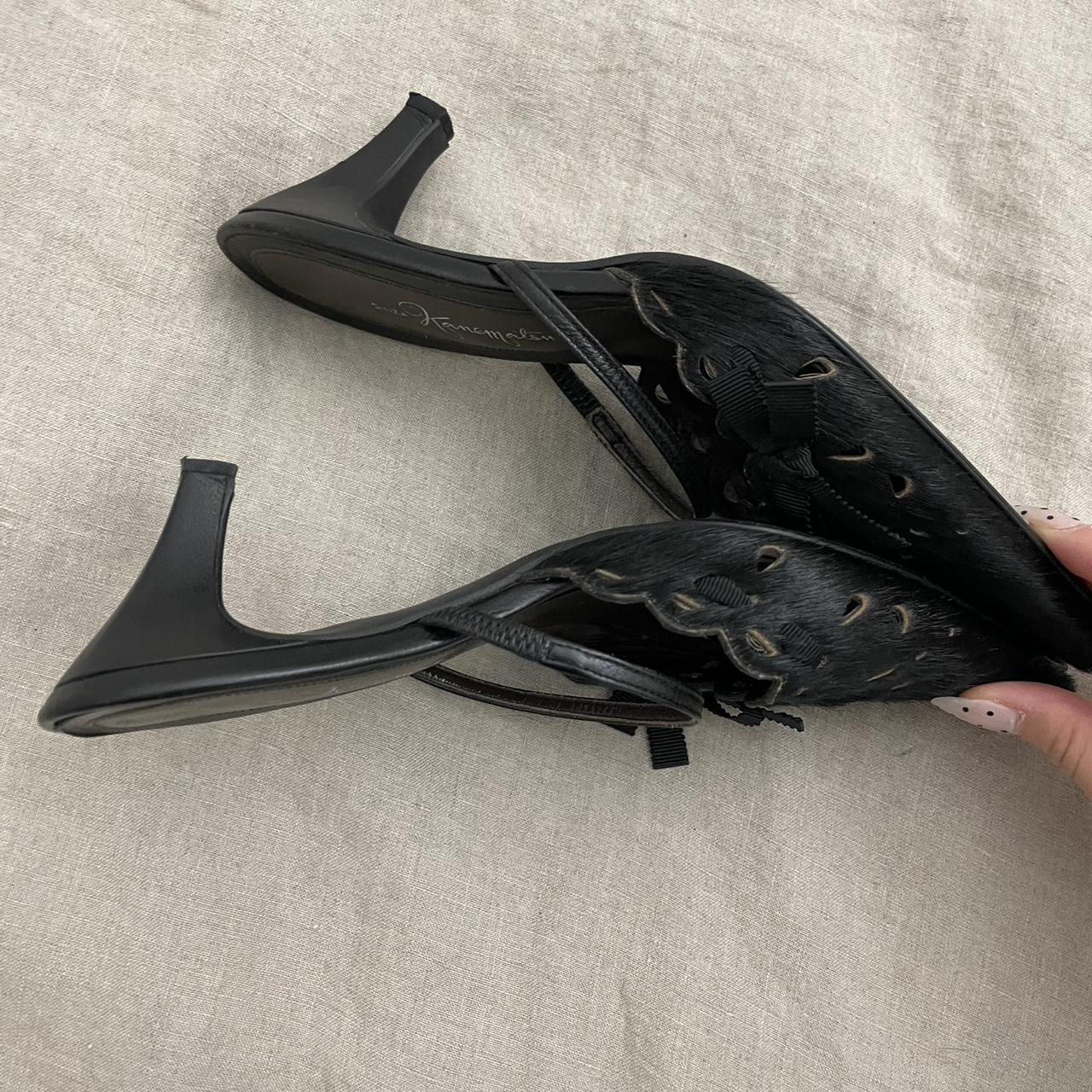 ginza kanematsu black pony hair pointed court shoes