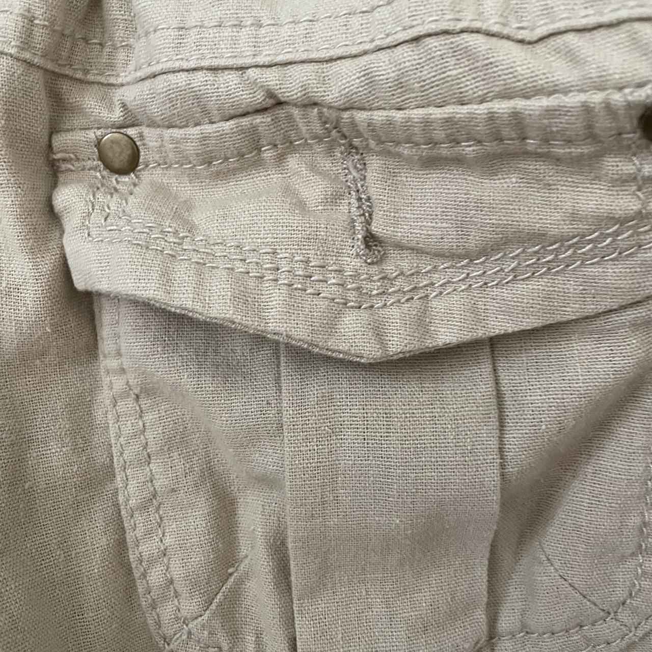 cecil mcbee beige linen hemp blend low rise wide leg cargo trousers