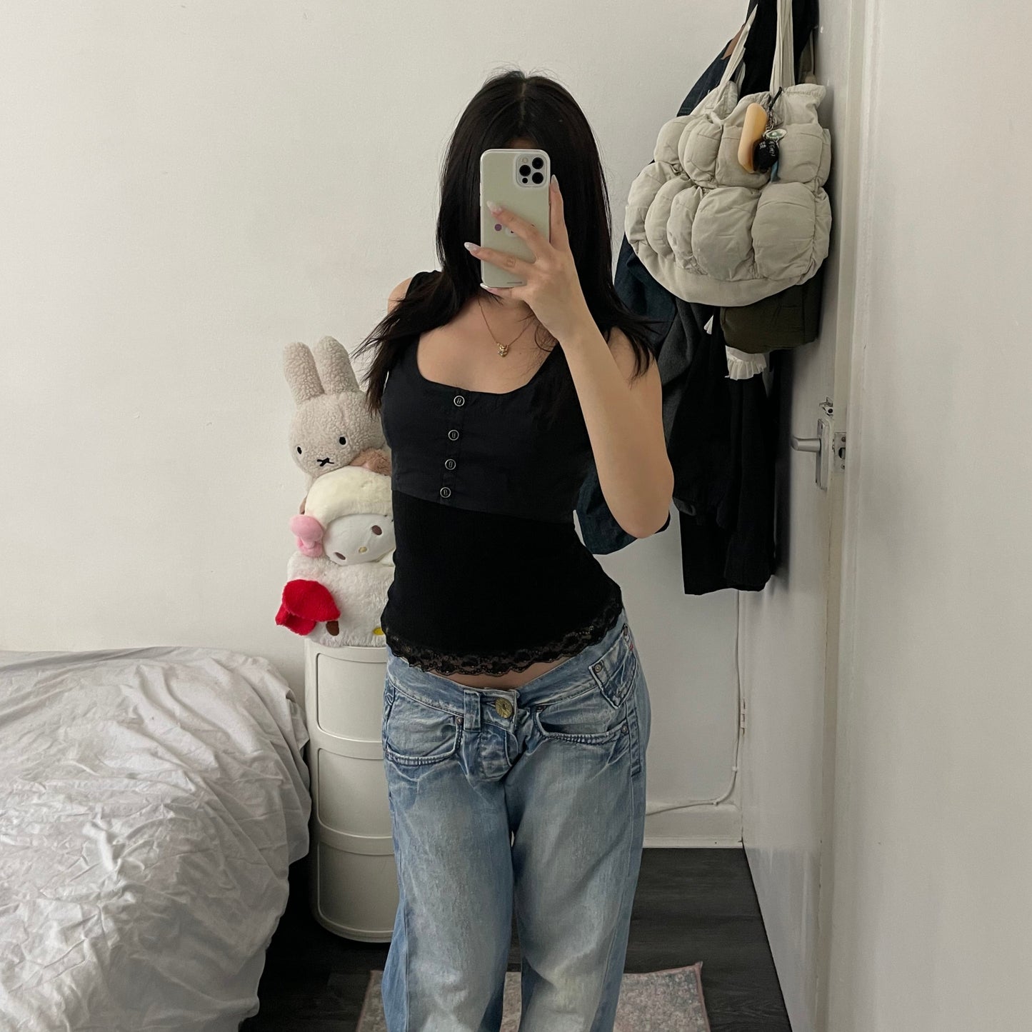 dolce & gabbana black crop vest ribbed lacey hem singlet two in one layered top
