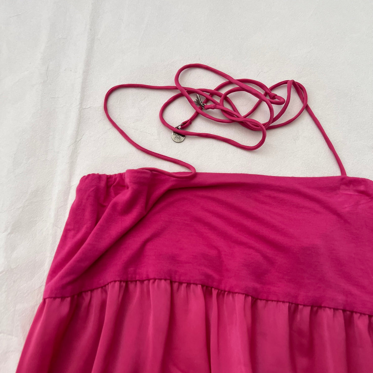 Hot Pink Patrizia Pepe Balloon Hem Open Back Halter Neck Camisole