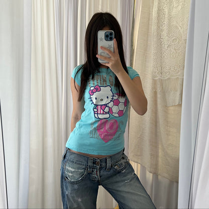 Turquoise Hello Kitty Heart 2010 World Cup T Shirt