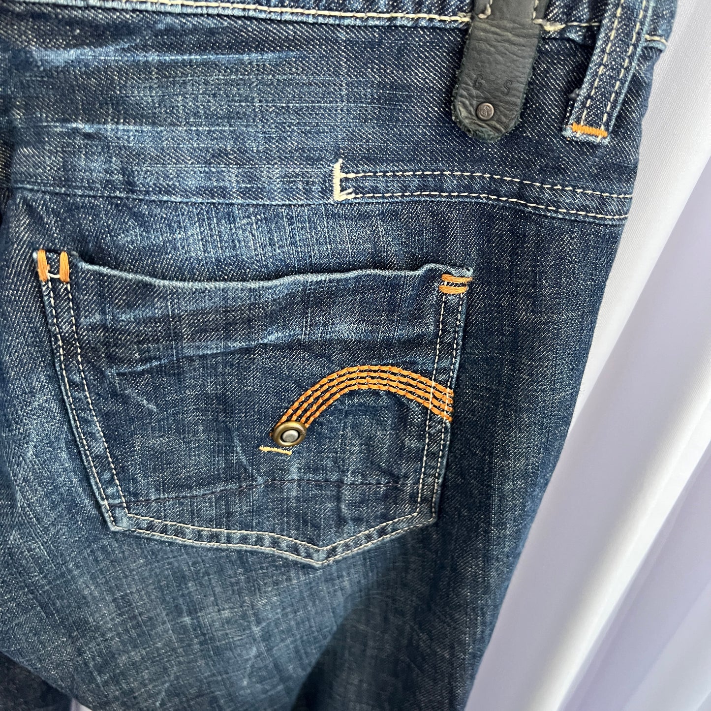 G-star Raw Indigo Dark Wash Low Rise Flared Denim Trousers