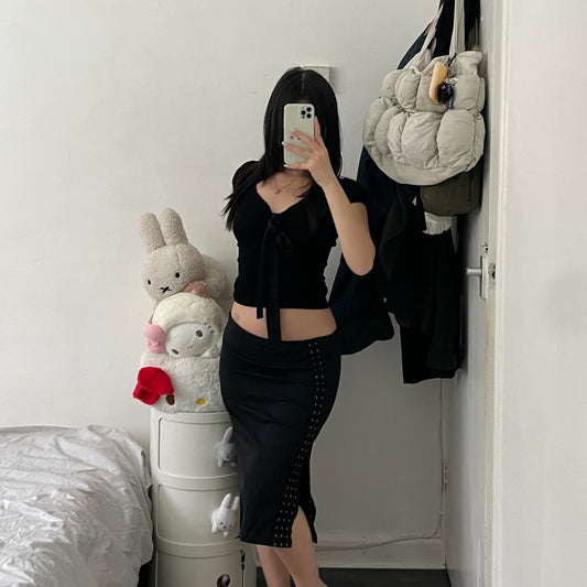 vintage b&b insiem office siren black hook and eye midi skirt