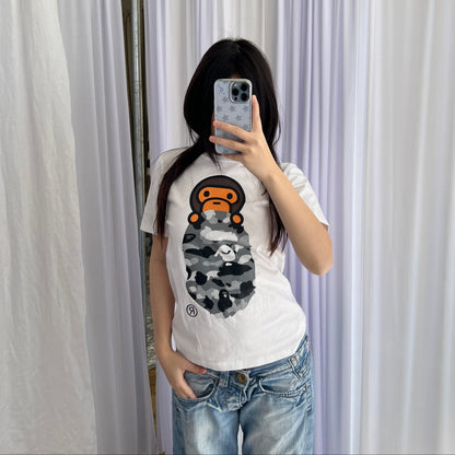 Bape A Bathing Ape White Camo Bapy Short Sleeve T-shirt