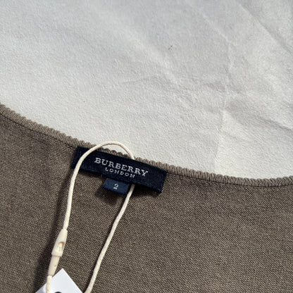 Burberry Beige Brown Wrap Style Blouson Top