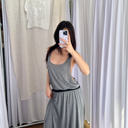 Silvian Heach Grey Racer Cross Back Drop Waist Elastic Band Maxi Dress