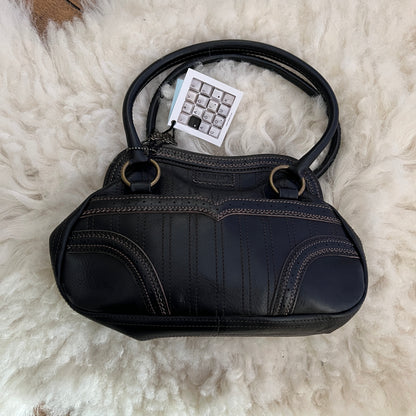 Anna Sui Black Leather Balletcore Panelled Pouch Shape Shoulder Bag