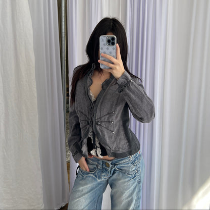 Vintage Extenzo Paris Grey Collared Frill Jacket