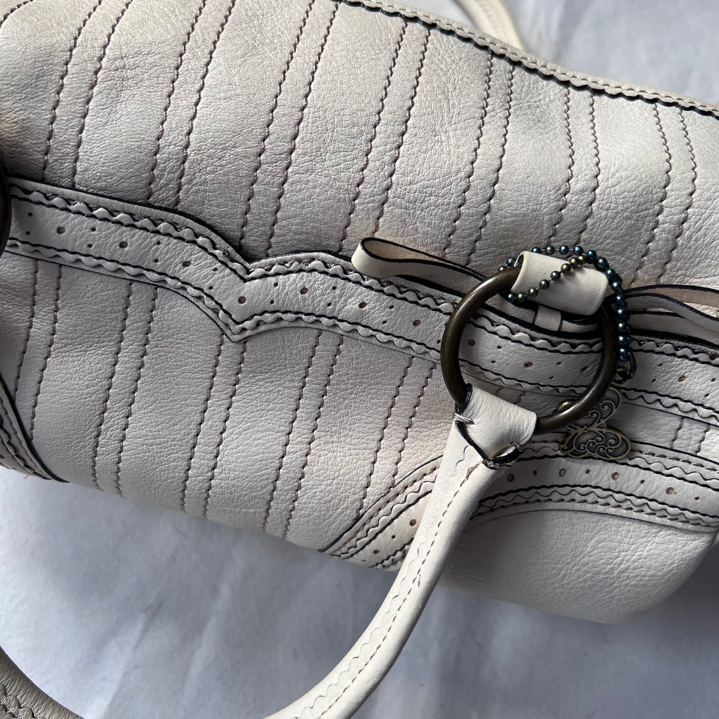 Anna Sui Balletcore Off White Panelled Boxy Handbag