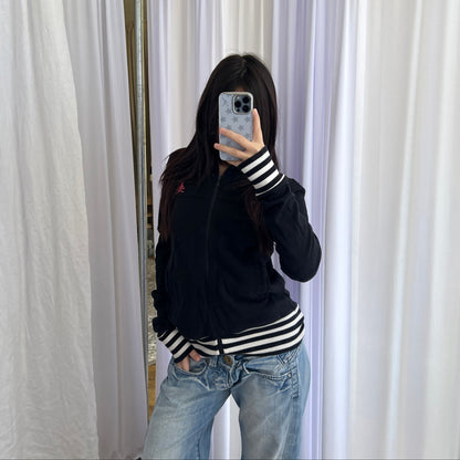 Black Hysteric Glamour Striped Hem Hot Pink Graphic Zip High Neck Tracksuit Jacket