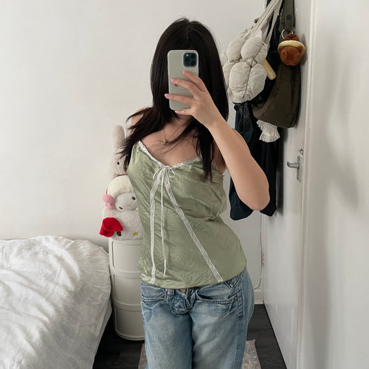 pianori silk fairy eurosummer pistachio green lacey camisole