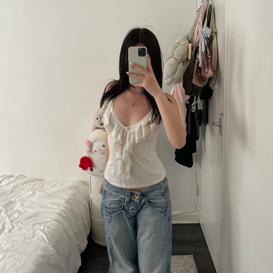 dreamy claru ivory cream ruffle lacey camisole