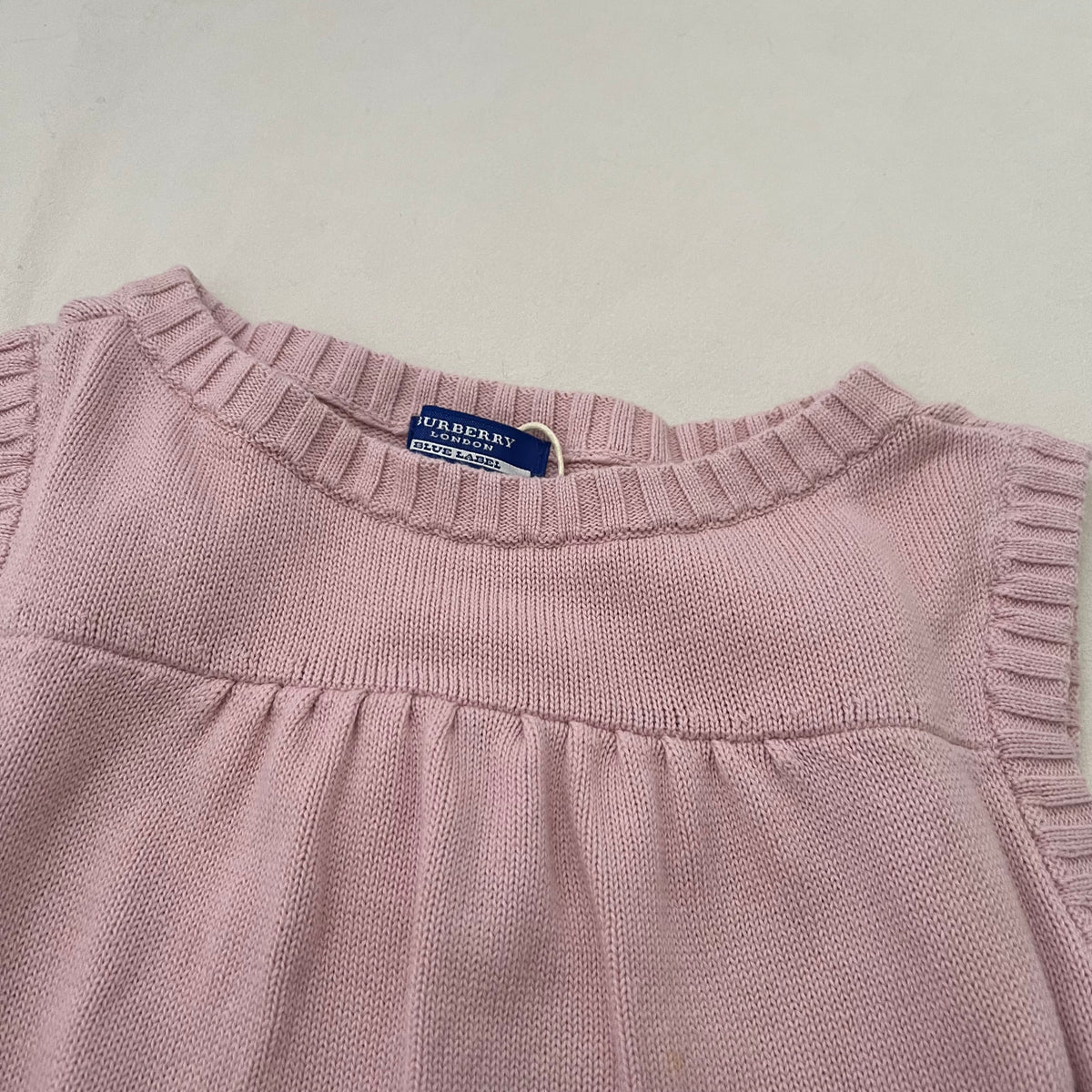 Burberry Blue Label Baby Pink Ribbed Neck High Neck Knit Vest