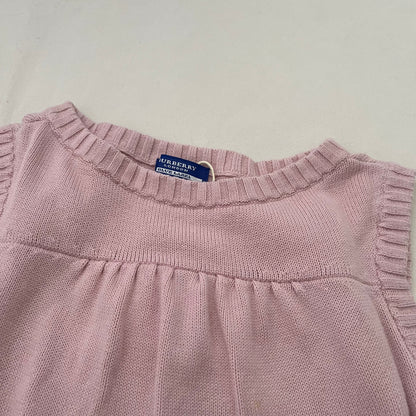 Burberry Blue Label Baby Pink Ribbed Neck High Neck Knit Vest