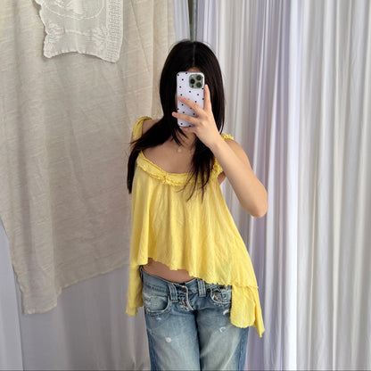 Nolita Yellow Frill Wide Neck Camisole