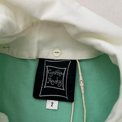 Cynthia Rowley Mint Green Scallop Collar Ribbon Knit Top