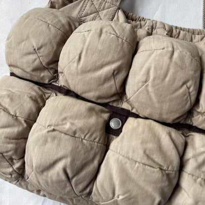 Marithe Francois Girbaud Cotton Beige Brown Trim Pokachu Multipocket Tote Bag