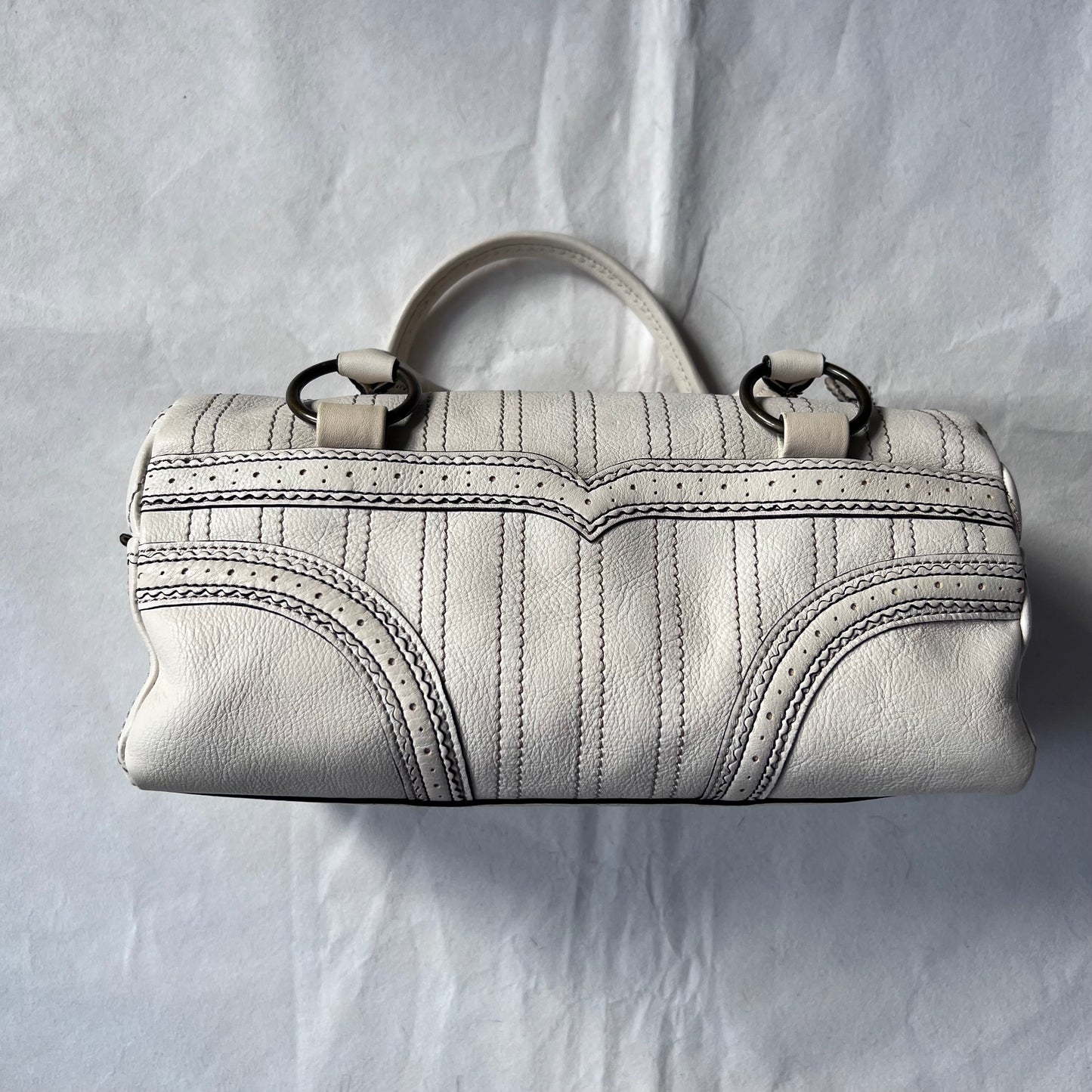 Anna Sui Balletcore Off White Panelled Boxy Handbag