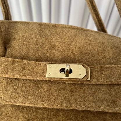 Brown Felt Wool Shoulder Bag