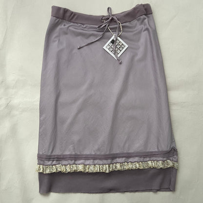Lilac Danza Beige Frill Lace Hem Midi Skirt