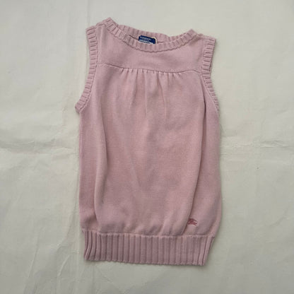 Burberry Blue Label Baby Pink Ribbed Neck High Neck Knit Vest
