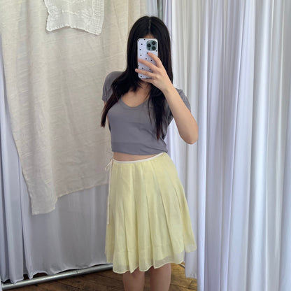 Prideglide Dainty Lemon Yellow Pleated Midi Skirt