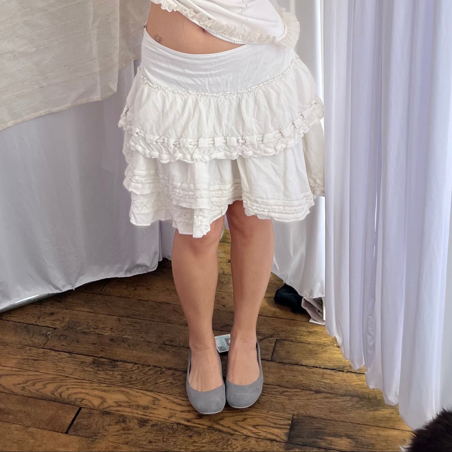 Shirt Passion Eurosummer Boho White Ruffle Mini Skirt