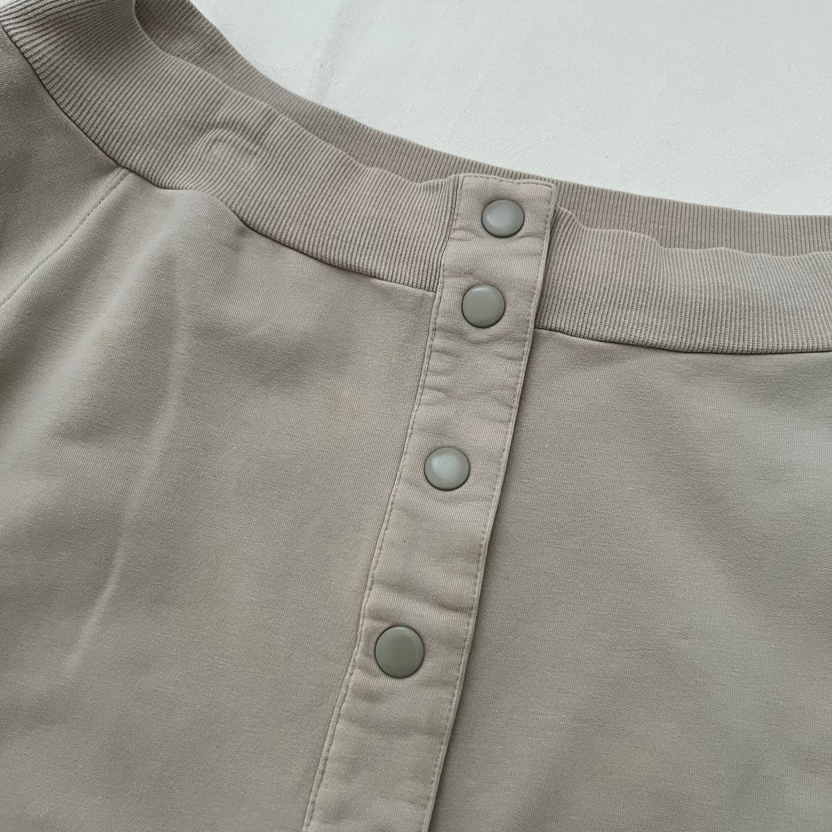 Adidas X Stella Mccartney Beige Off Shoulder 3/4 Button Sweater Top