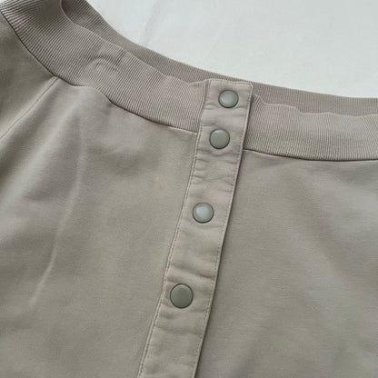 Adidas X Stella Mccartney Beige Off Shoulder 3/4 Button Sweater Top
