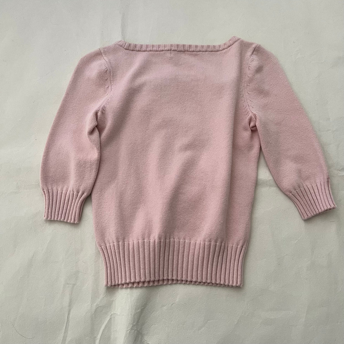 Burberry Baby Pink Ribbed Neck Half Sleeve Cotton Knit Sweater
