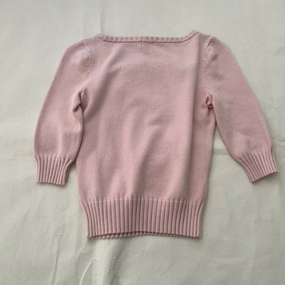 Burberry Baby Pink Ribbed Neck Half Sleeve Cotton Knit Sweater