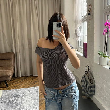 promod black taupe draped puff sleeve tunic blouse top