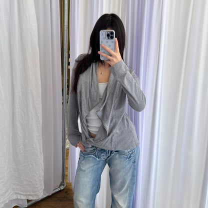 Grey Promod Asymmetric Zip Drape Fitted Cardigan Jacket