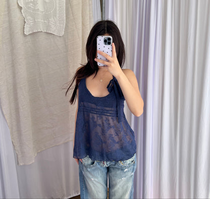 Intimissimi Eurosummer Navy Blue Sheer Lace Halter Neck Style Camisole