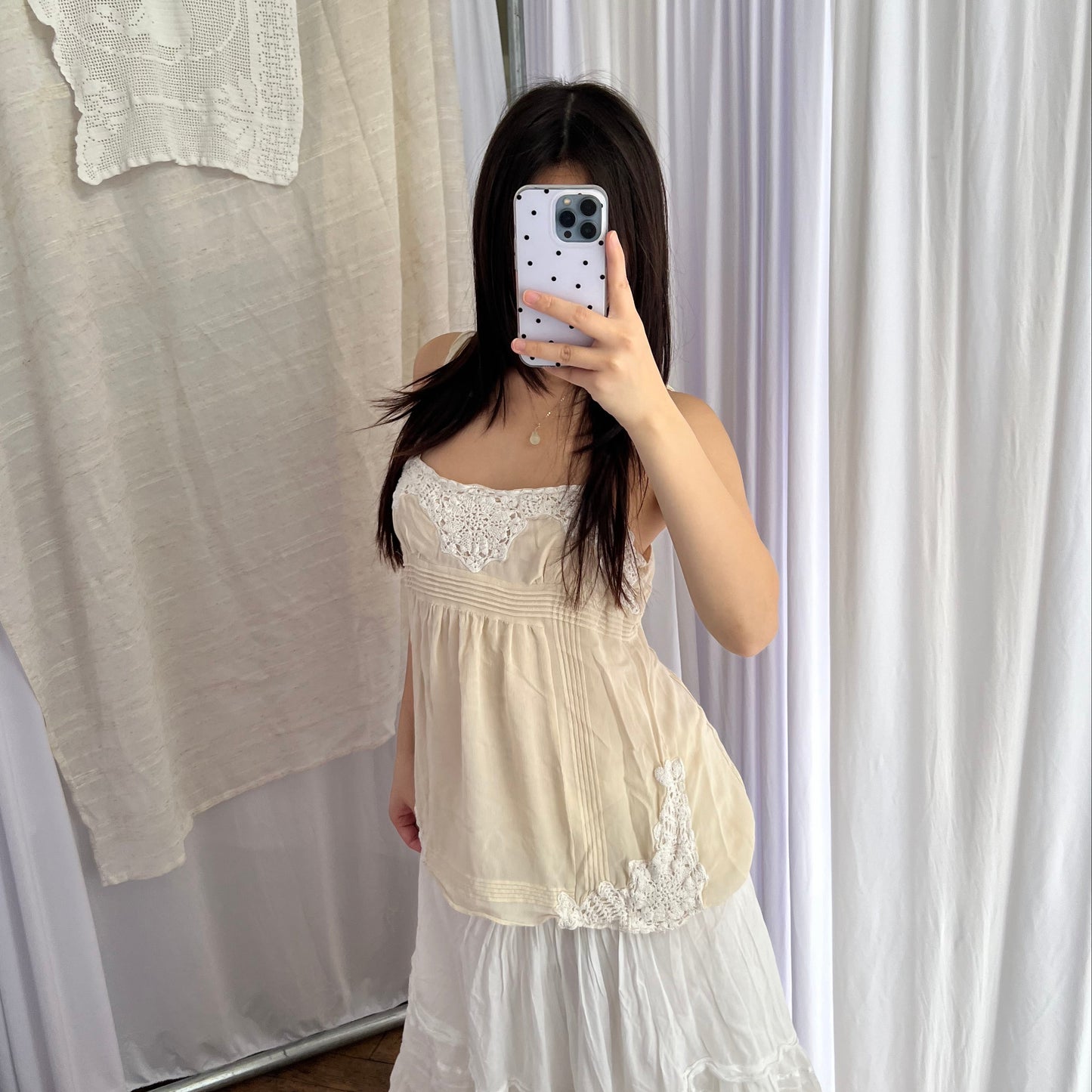 Bcbgmaxazria Cream Butter Yellow White Embroidery Lace Babydoll Camisole