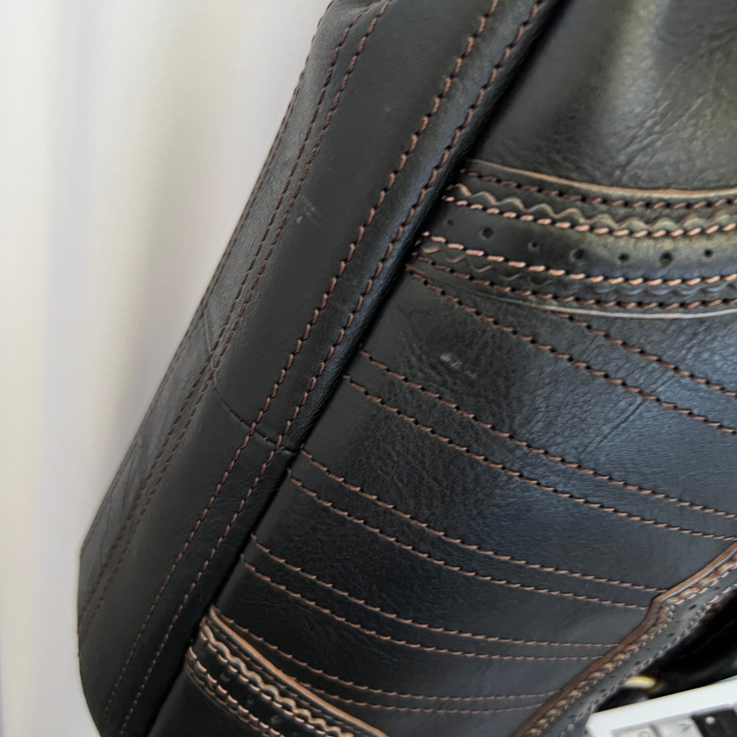 Anna Sui Black Leather Balletcore Panelled Pouch Shape Shoulder Bag