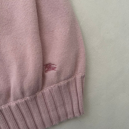 Burberry Blue Label Baby Pink Ribbed Neck High Neck Knit Vest