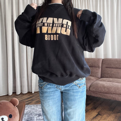 Vintage 90s Dkny Black Long Sleeve Graphic Text Sweater