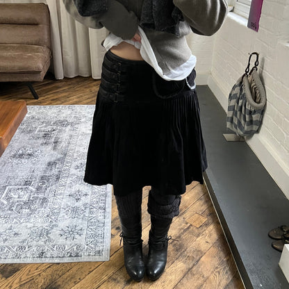 annarita n corpcore utility buckle pocket pleated black midi skirt