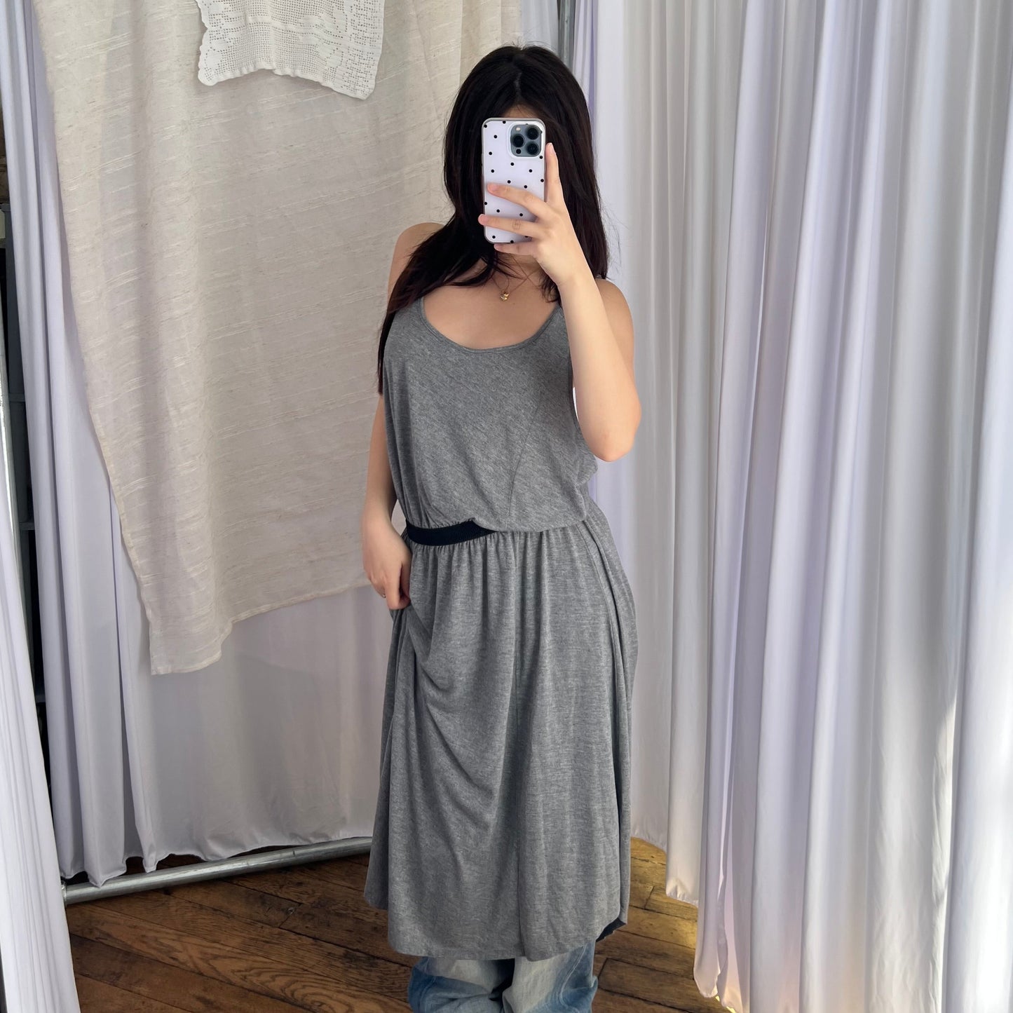 Silvian Heach Grey Racer Cross Back Drop Waist Elastic Band Maxi Dress