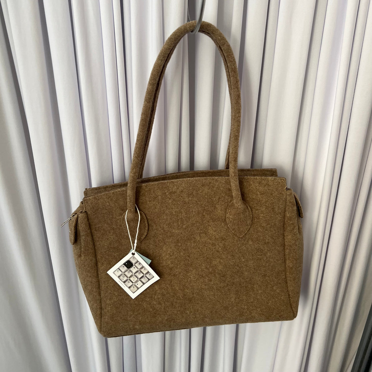 Brown Felt Wool Shoulder Bag