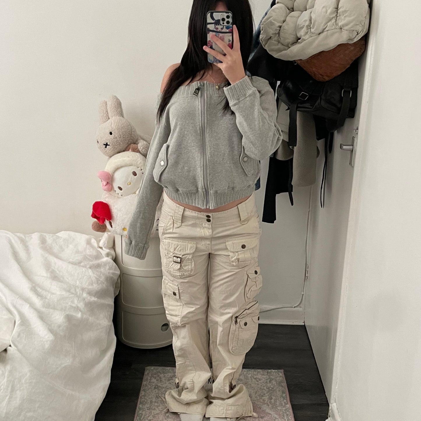 vintage hysterics off white cream straight leg cargo pants